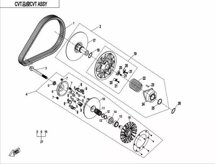 CVT DRIVE PULLEY ASSY - CFMoto OEM alkuperäisvaraosat - 100000003300 - 1