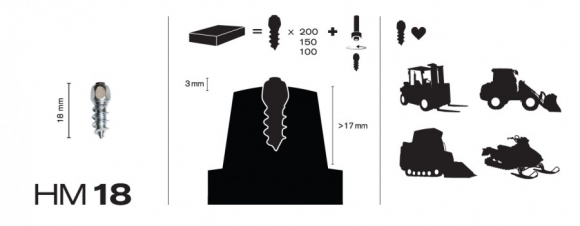 Ruuvattavanasta 100kpl HM18 - Mönkijän lumiketjut ja nastat - 128755 - 1