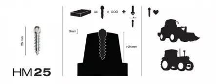 Ruuvattavanasta 25mm 150kpl HM25 - Mönkijän lumiketjut ja nastat - 905476 - 1