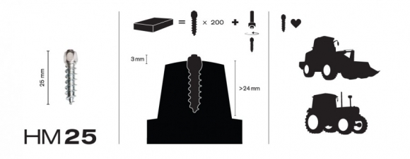 Ruuvattavanasta 25mm 150kpl HM25 - Mönkijän lumiketjut ja nastat - 905476 - 1